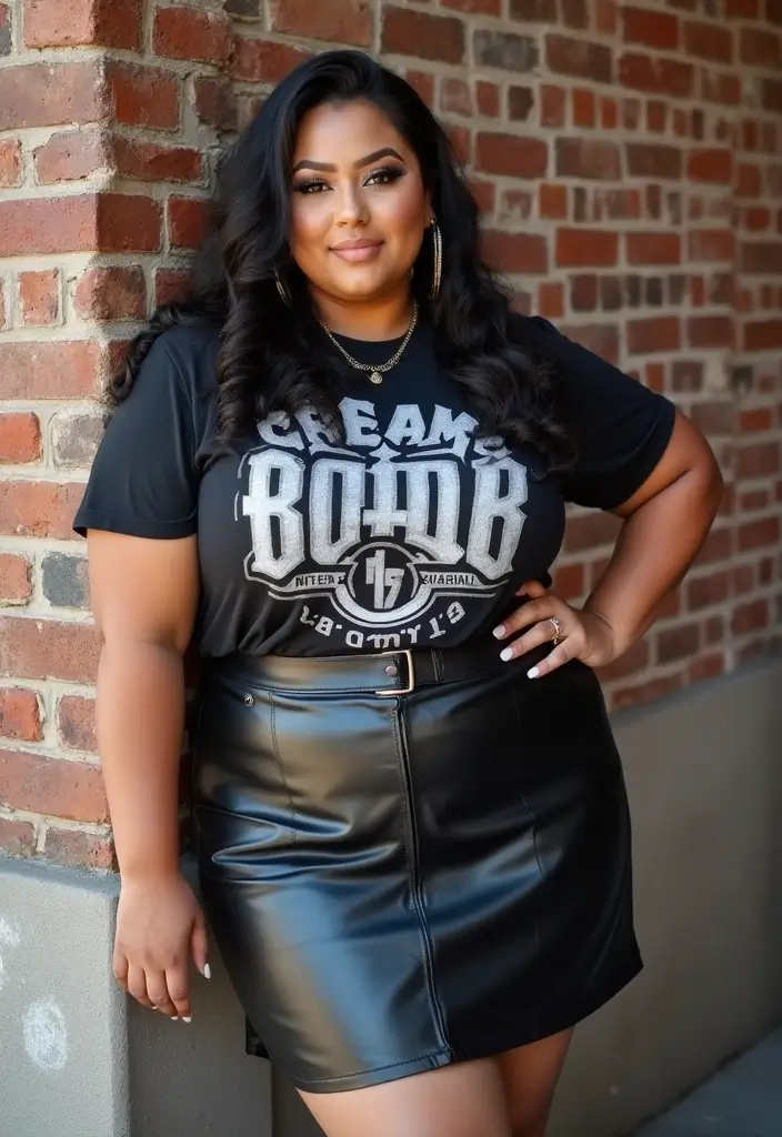 25 Baddie Date Night Outfit Inspirations For Real Life - 5. Edgy Leather Skirt