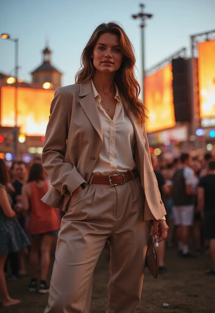 25 Chic Concert Aesthetic Outfits To Copy Right Now - 24. Relaxed Tailoring