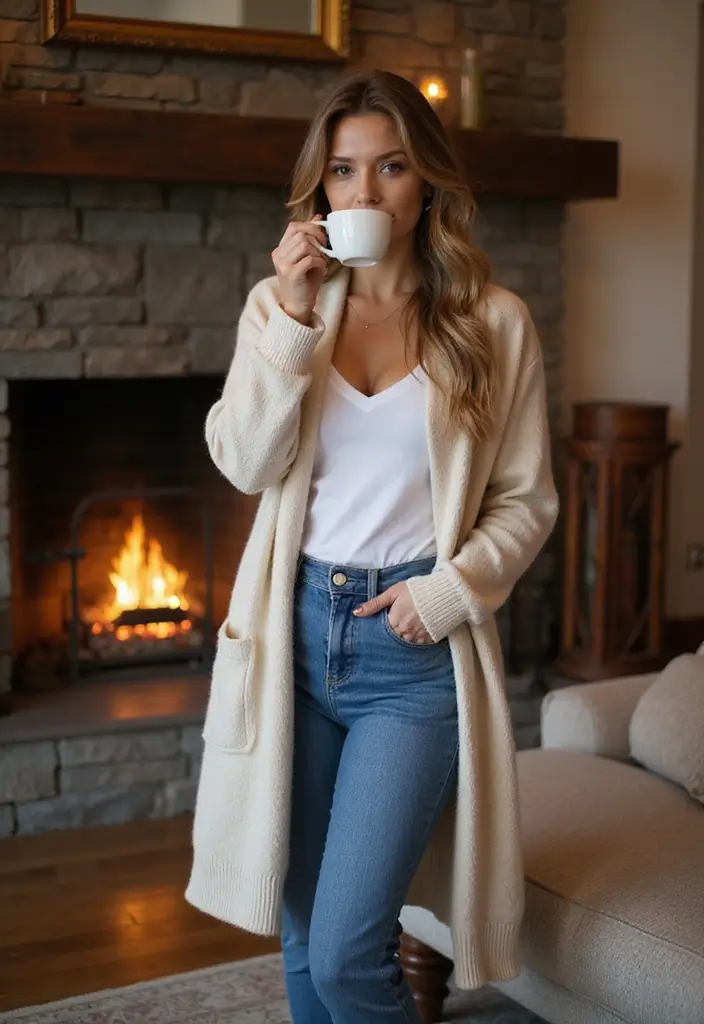 25 Jeans Rectos Outfit Ideas That Feel Effortless - 10. Layered Look with a Long Cardigan