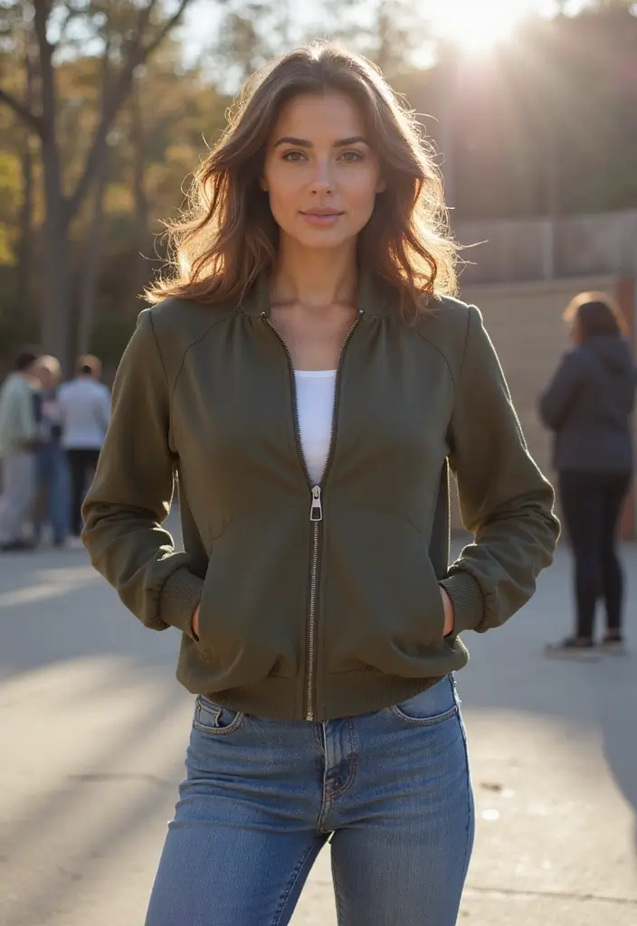 25 Jeans Rectos Outfit Ideas That Feel Effortless - 24. Layered Look with a Zip-Up Jacket