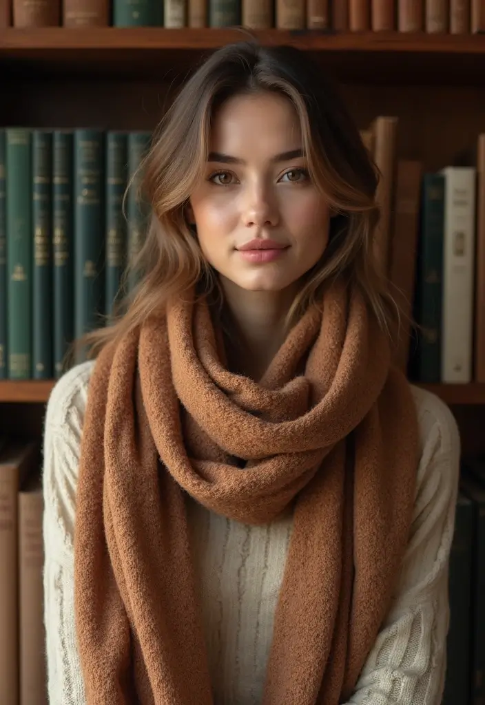 25 Librarian Aesthetic Outfit Styling Tips To Wear With Confidence - 12. Embrace Layering with Scarves