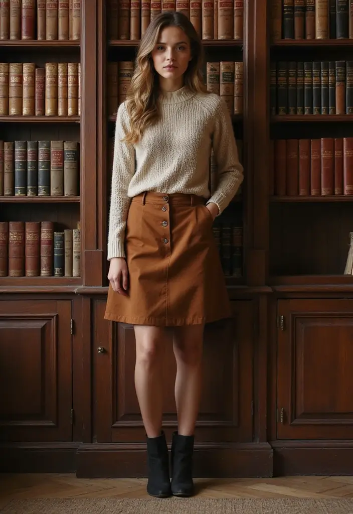 25 Librarian Aesthetic Outfit Styling Tips To Wear With Confidence - 4. Scholarly Skirts That Flatter