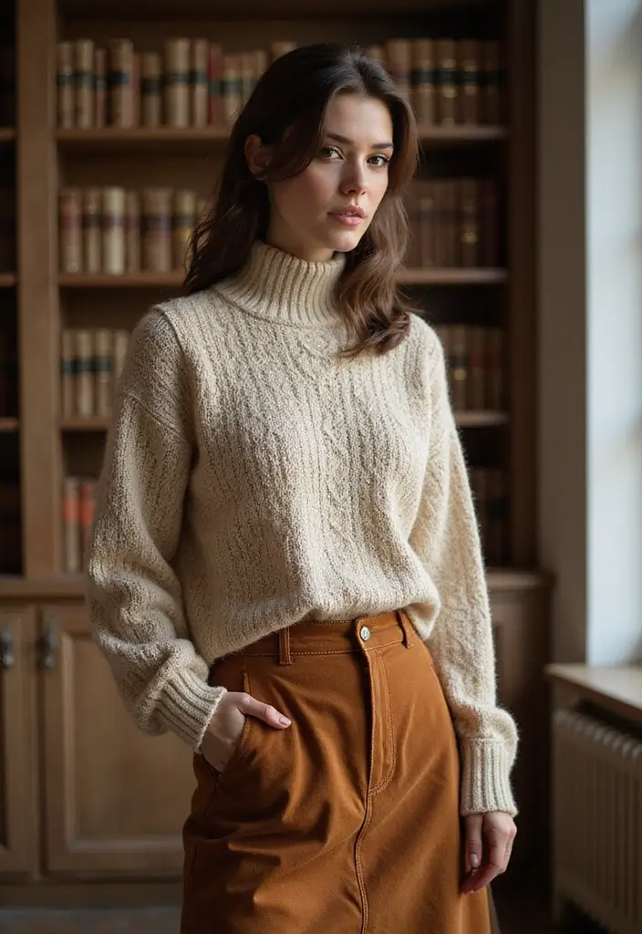 25 Librarian Aesthetic Outfit Styling Tips To Wear With Confidence - 5. Mix Textures for Depth