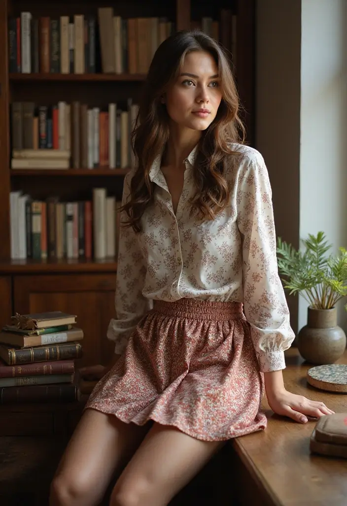 25 Librarian Aesthetic Outfit Styling Tips To Wear With Confidence - 8. Play with Patterns and Prints