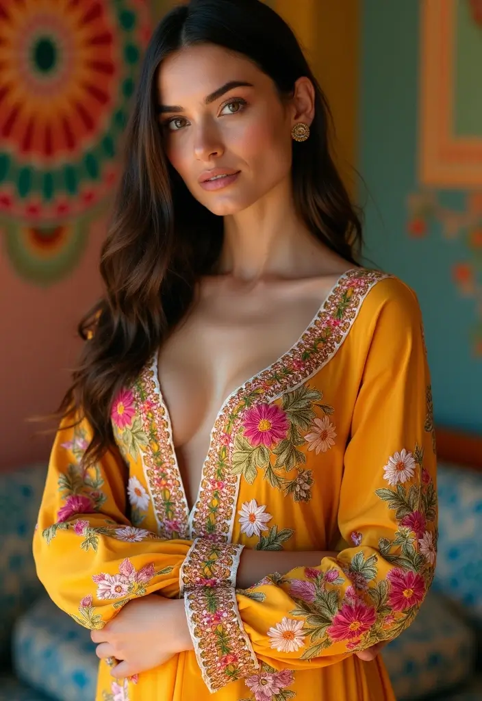 25 Mehndi Outfit Ideas That Flatter Every Figure - 18. Floral Embroidered Attire