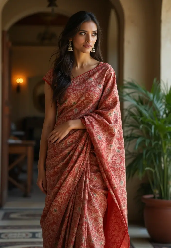 25 Mehndi Outfit Ideas That Flatter Every Figure - 3. Eco-Chic Saris