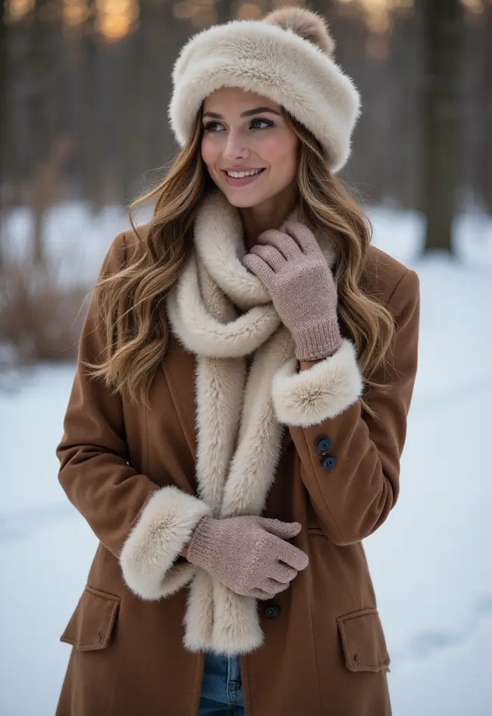 25 Outfit Invernali Chic Styling Tips To Wear With Confidence - 14. Fluffy Accessories