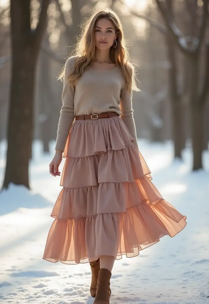 25 Outfit Invernali Chic Styling Tips To Wear With Confidence - 16. Layered Skirts