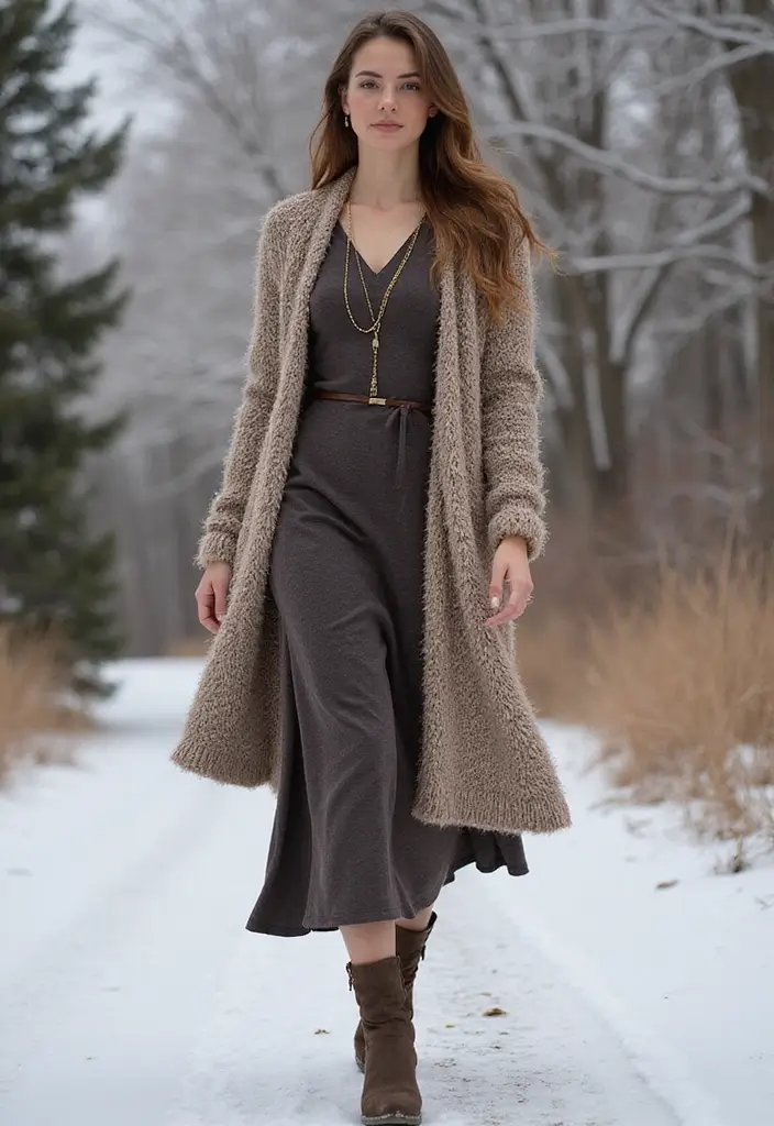 25 Outfit Invernali Chic Styling Tips To Wear With Confidence - 8. Midi and Maxi Dresses