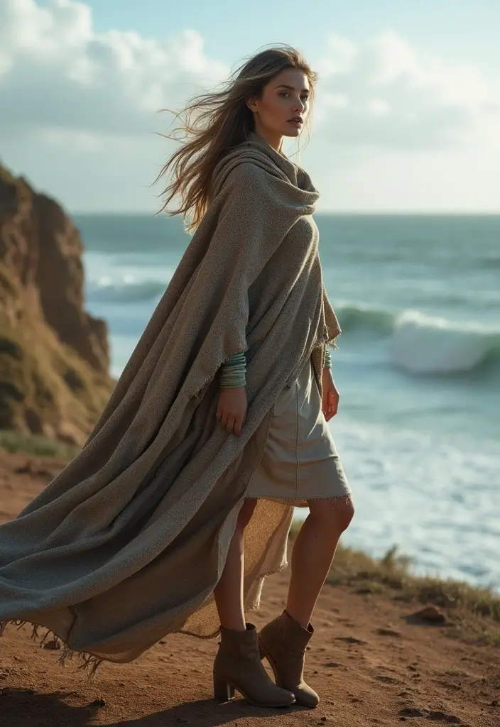 25 Stylish Pirate Aesthetic Female Outfits for Every Occasion - 7. Layered Capes and Shawls