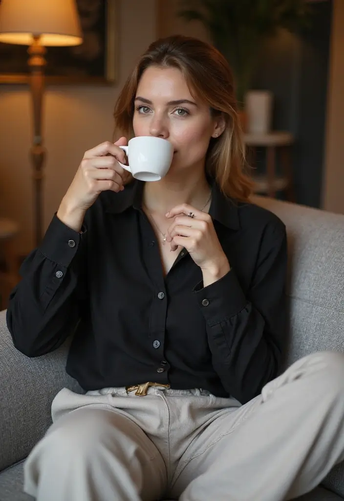 26 Chic Black Button Up Shirt Outfits To Copy Right Now - 11. Relaxed Weekend Look