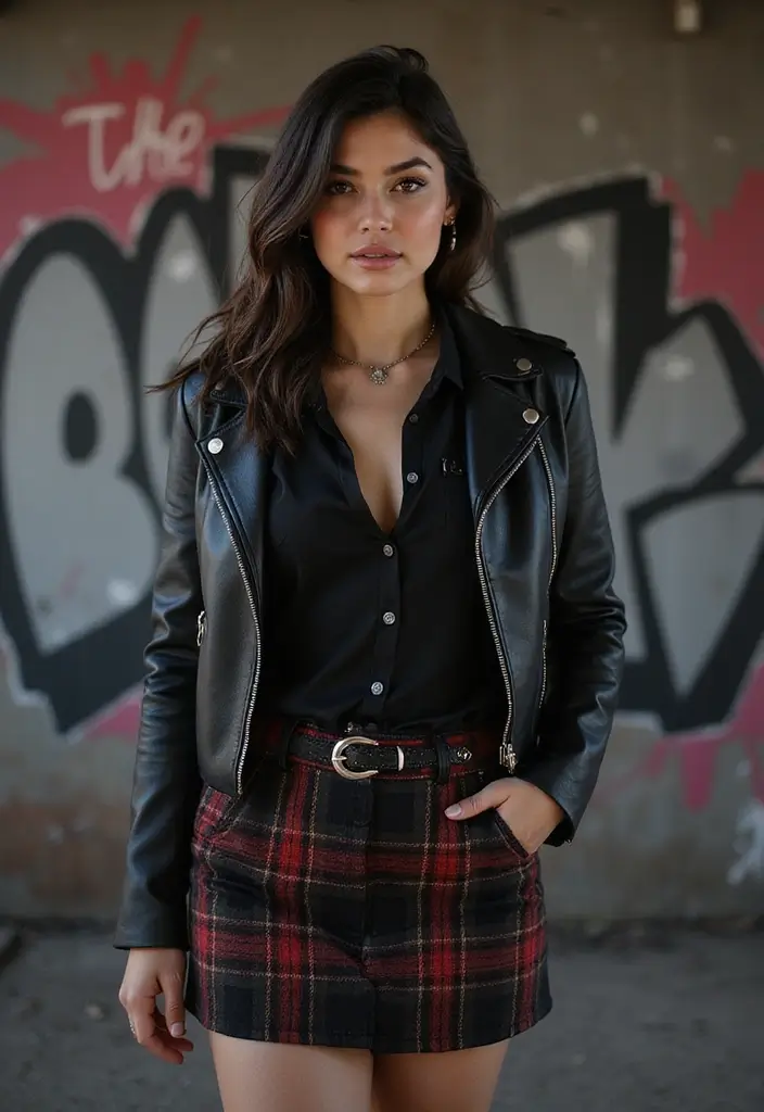 26 Chic Black Button Up Shirt Outfits To Copy Right Now - 18. Edgy Punk Look