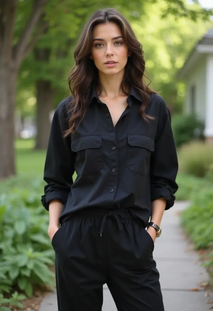 26 Chic Black Button Up Shirt Outfits To Copy Right Now - 23. Cool Oversized Look