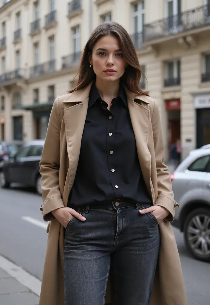 26 Chic Black Button Up Shirt Outfits To Copy Right Now - 26. Classic French Style