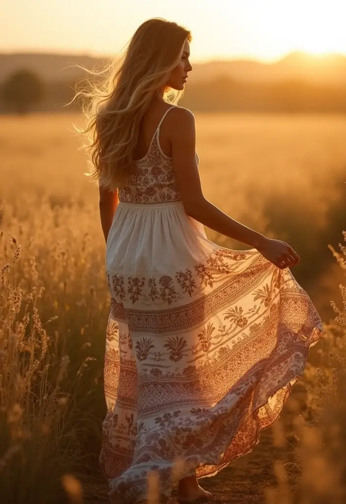 26 Estilo Natural Mujer Outfit That Flatter Every Figure - 14. Bohemian Maxi Dresses