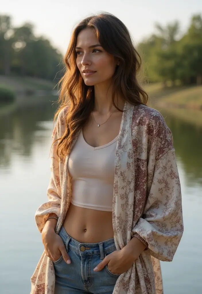 26 Jpop Idol Outfit Dress To Impress Ideas That Feel Effortless - 9. Cute Kimono Jackets over Casual Outfits