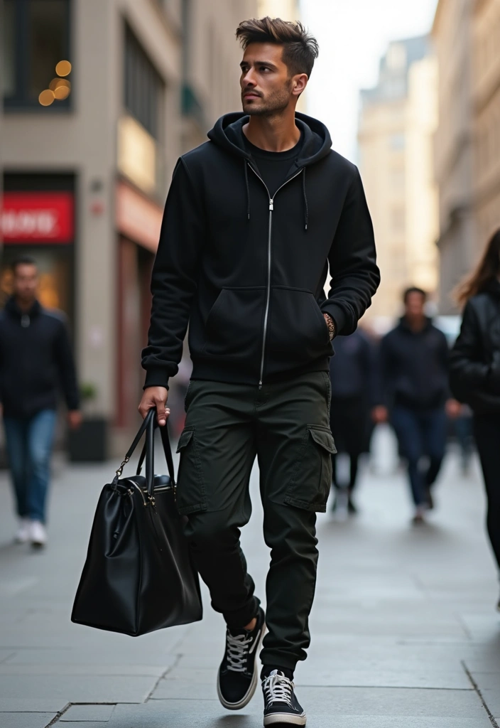 27 Chic Black Zip Up Hoodie Outfit To Copy Right Now - 11. On the Go