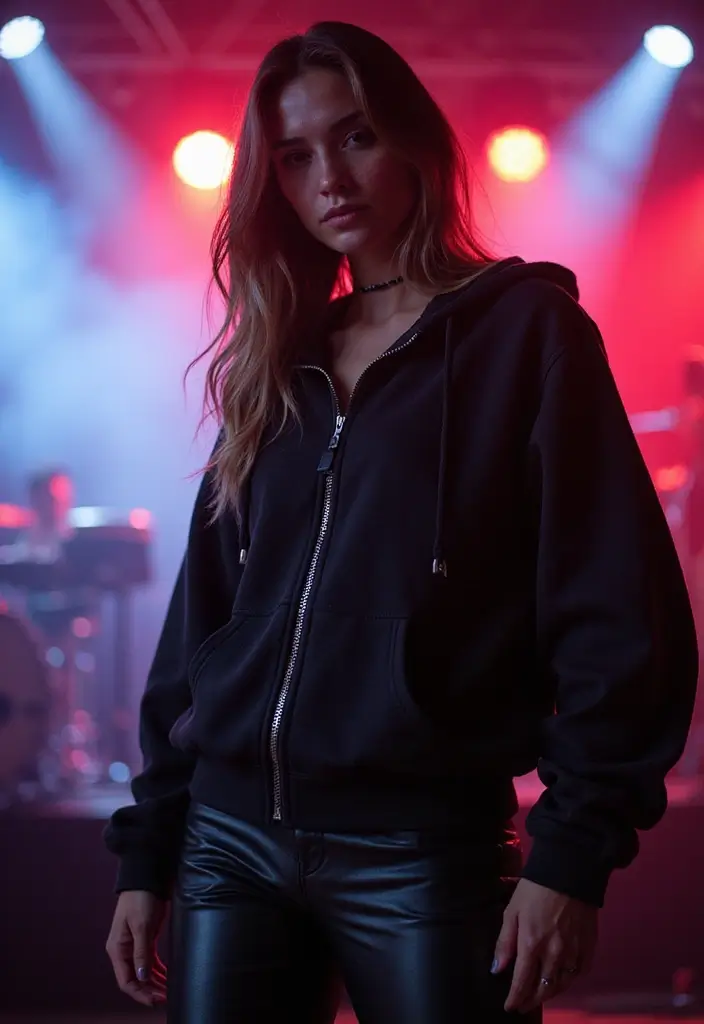 27 Chic Black Zip Up Hoodie Outfit To Copy Right Now - 16. Edgy Vibes
