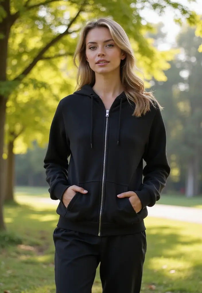 27 Chic Black Zip Up Hoodie Outfit To Copy Right Now - 22. Jogger Style