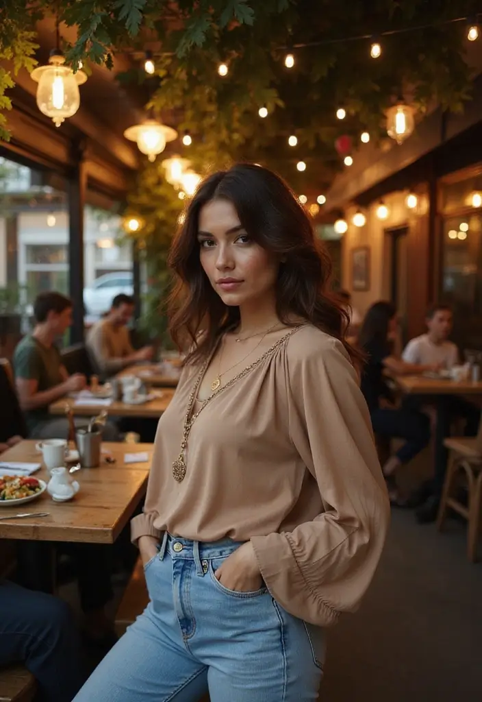 27 Hijab Outfit Summer Ideas That Feel Effortless - 26. Balloon Sleeve Top with Slim-Fit Jeans