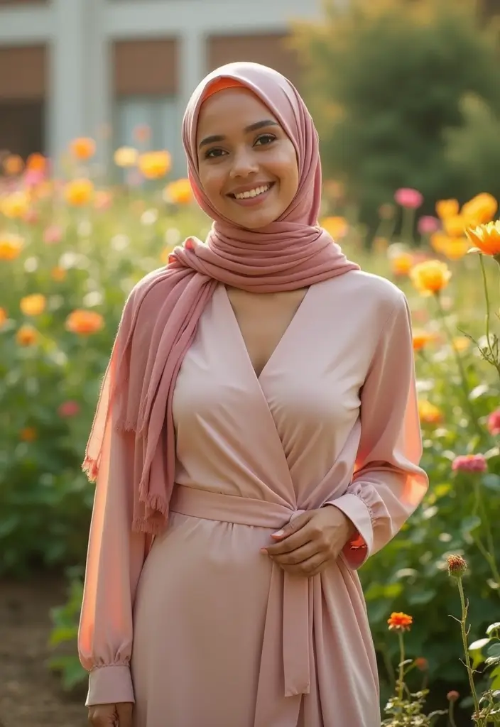 27 Hijab Outfit Summer Ideas That Feel Effortless - 6. Wrap Dress with Layered Hijab