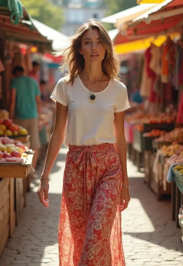 27 Hijab Outfit Summer Ideas That Feel Effortless - 7. Printed Maxi Skirt with Casual Tee