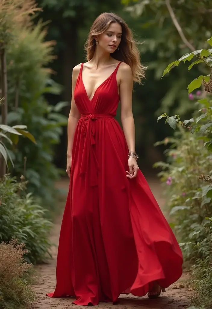 27 Stylish Red Dress Outfits Elegant For Every Occasion - 4. Elegant Maxi Red Dress