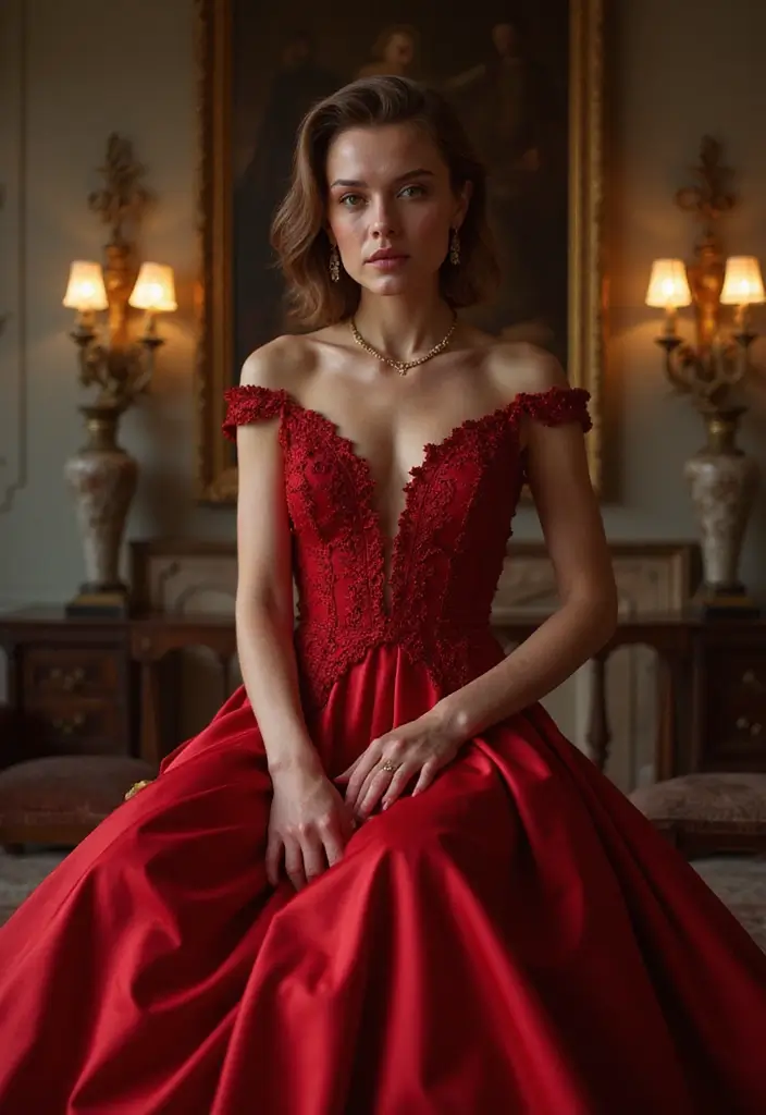 27 Stylish Red Dress Outfits Elegant For Every Occasion - 6. Luxe Red Evening Gown