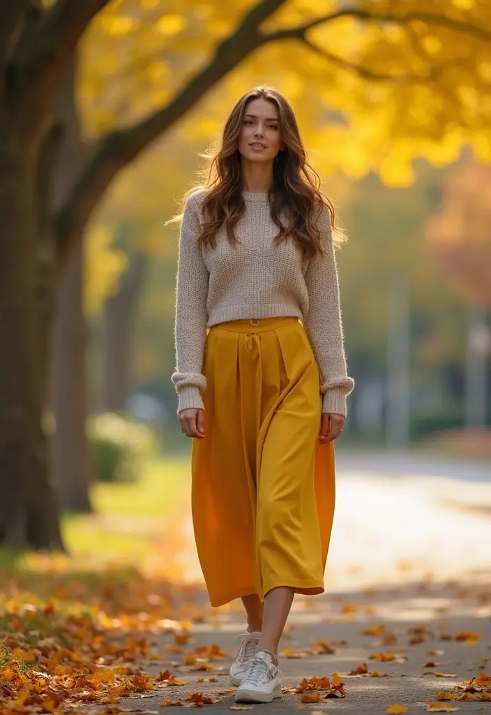 27 Stylish Yellow Skirt Outfits For Every Occasion - 13. Layered with a Sweater