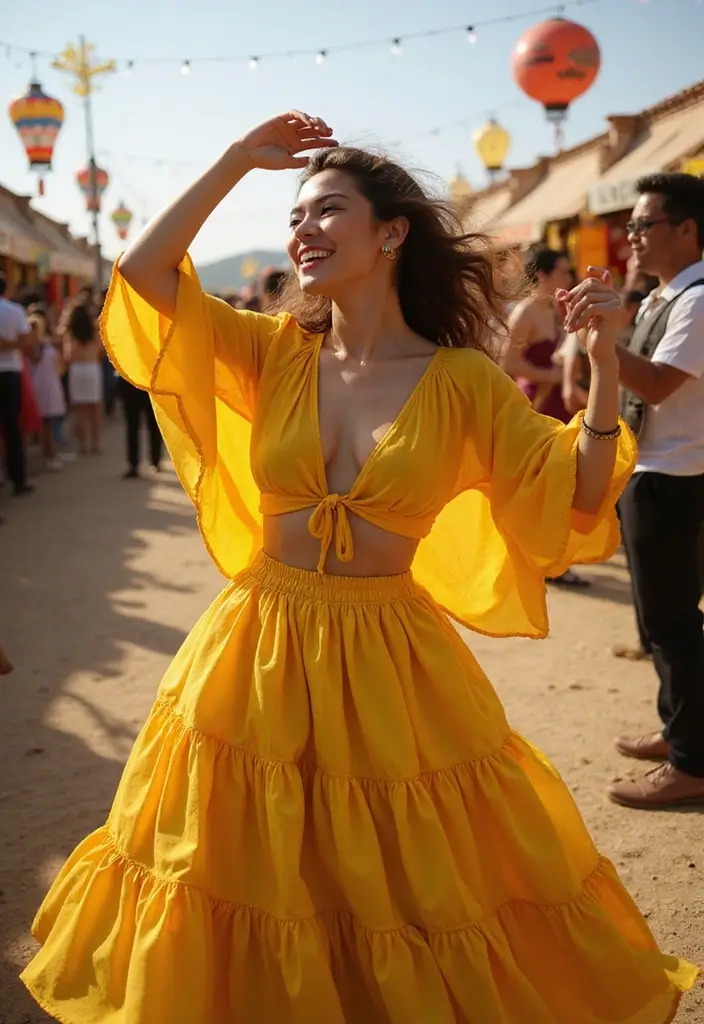 27 Stylish Yellow Skirt Outfits For Every Occasion - 4. Boho Dream with a Kimono