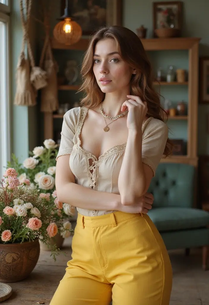 27 Stylish Yellow Skirt Outfits For Every Occasion - 9. Vintage Vibes with a Retro Top