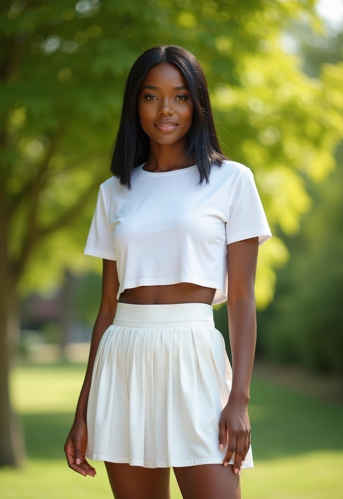 27 Trendy Tennis Skirt Outfit Black Women To Refresh Your Closet - 1. Classic White Tee with a Twist