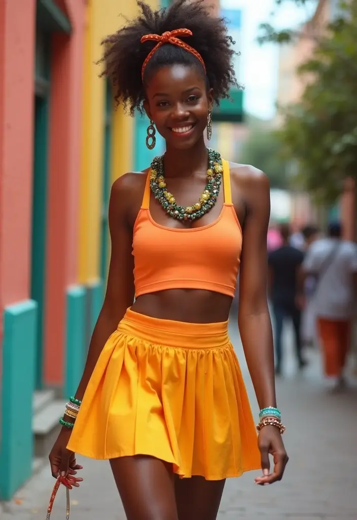27 Trendy Tennis Skirt Outfit Black Women To Refresh Your Closet - 11. Pop of Color with Accessories