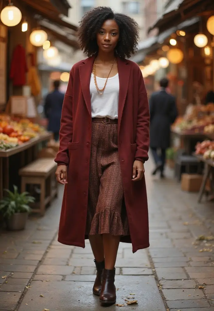 27 Trendy Tennis Skirt Outfit Black Women To Refresh Your Closet - 13. Layering with a Long Cardigan
