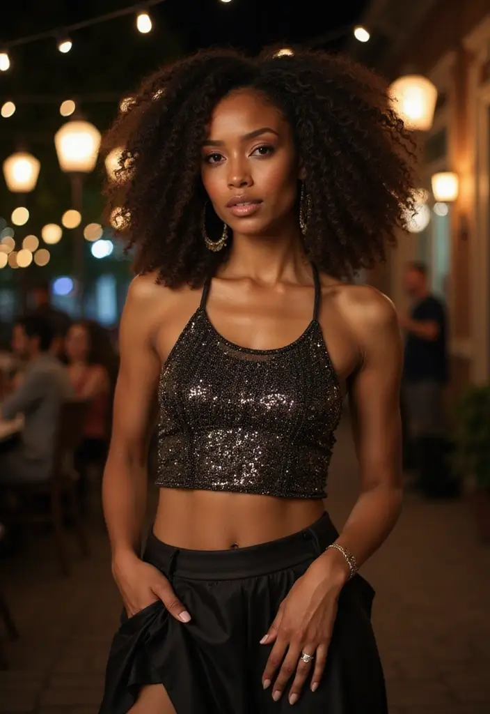 27 Trendy Tennis Skirt Outfit Black Women To Refresh Your Closet - 23. Embellished Tops for Added Glam