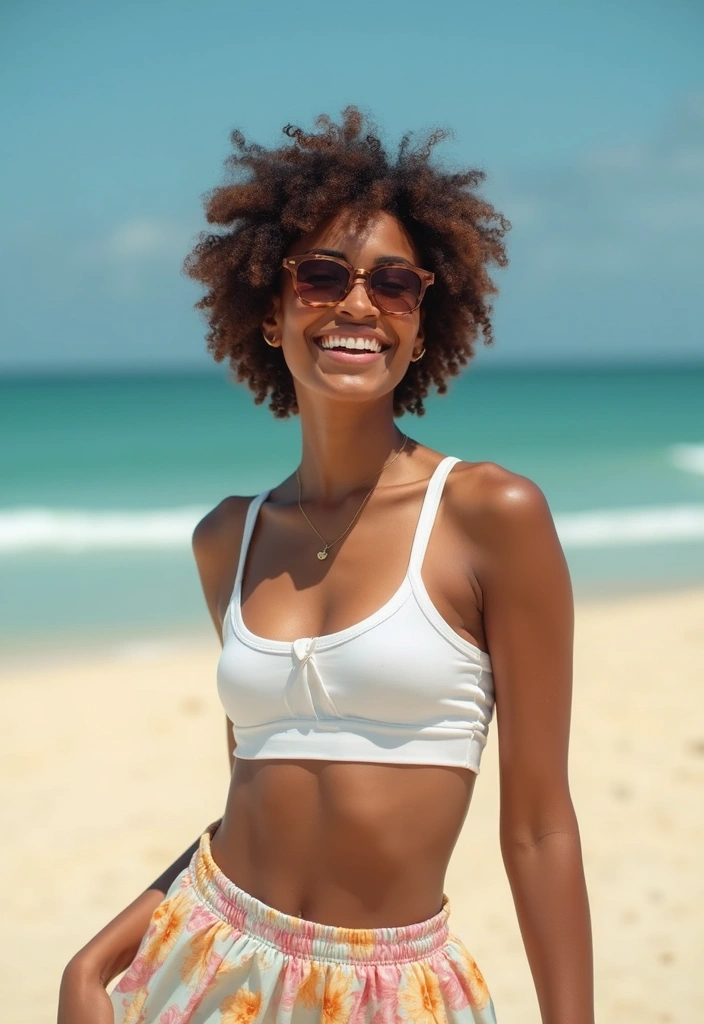 27 Trendy Tennis Skirt Outfit Black Women To Refresh Your Closet - 24. Beachy Vibes with a Crop Top