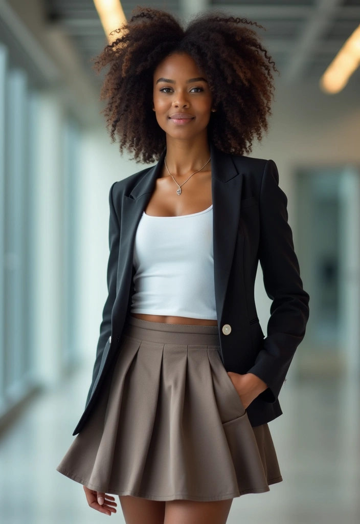 27 Trendy Tennis Skirt Outfit Black Women To Refresh Your Closet - 3. Elevated Elegance with a Blazer