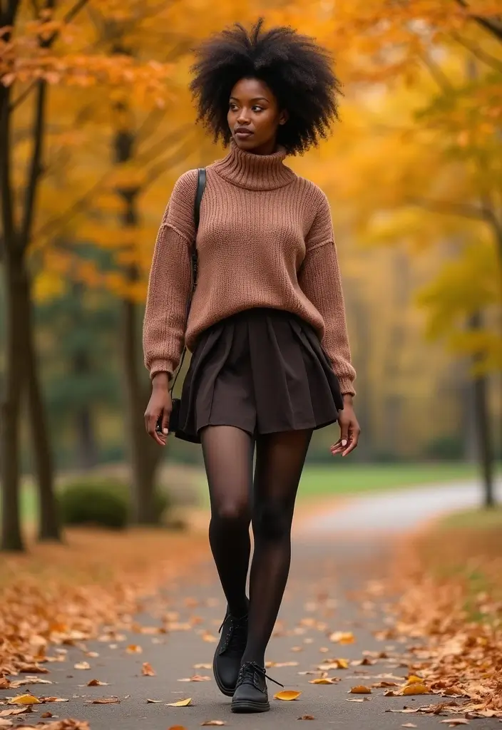 27 Trendy Tennis Skirt Outfit Black Women To Refresh Your Closet - 6. Layered Looks with Tights