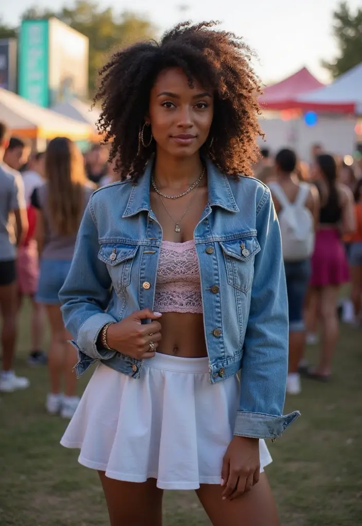 27 Trendy Tennis Skirt Outfit Black Women To Refresh Your Closet - 9. Denim on Denim