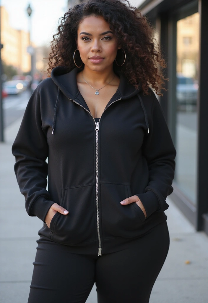 27 Zip Up Hoodie Outfits That Flatter Every Figure - 14. Monochrome Zip Up Look