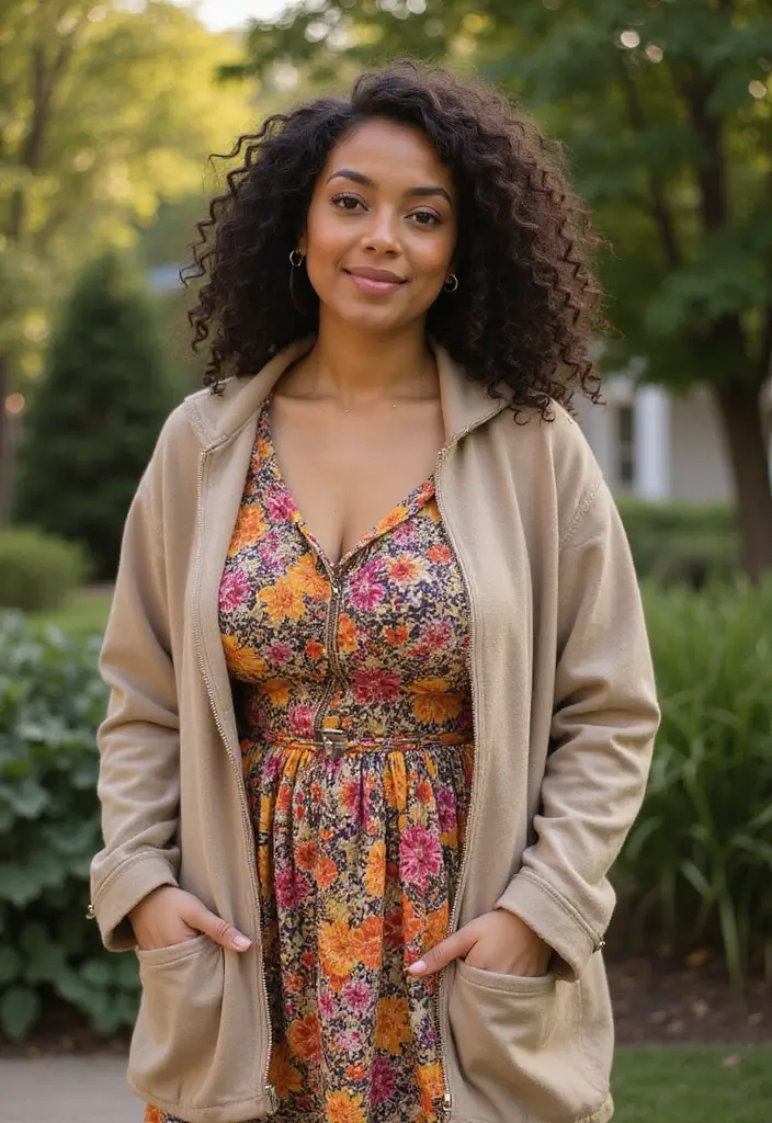 27 Zip Up Hoodie Outfits That Flatter Every Figure - 2. Hoodie Over a Flowy Dress