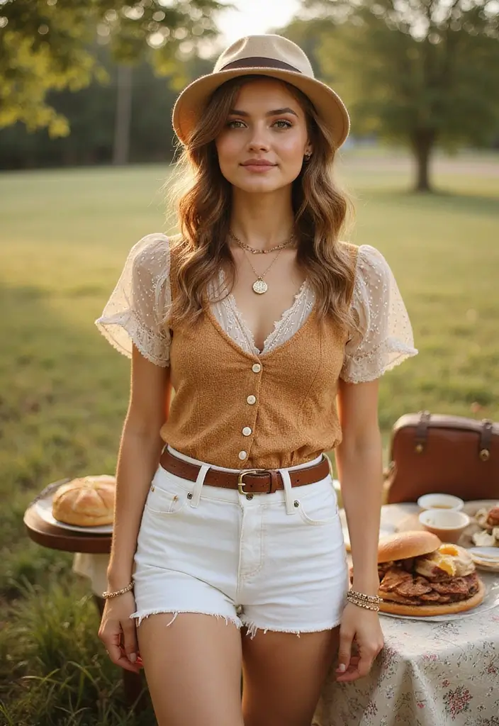28 Chic White Jean Shorts Outfit To Copy Right Now - 11. Vintage-Inspired Looks