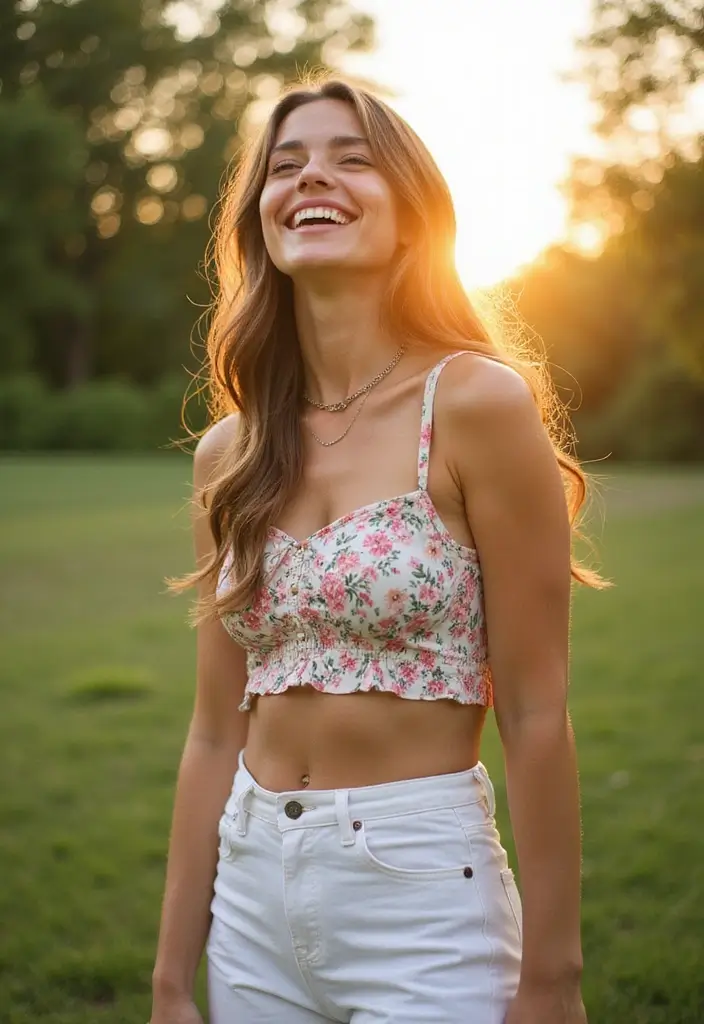 28 Chic White Jean Shorts Outfit To Copy Right Now - 3. Floral Crop Top Finesse