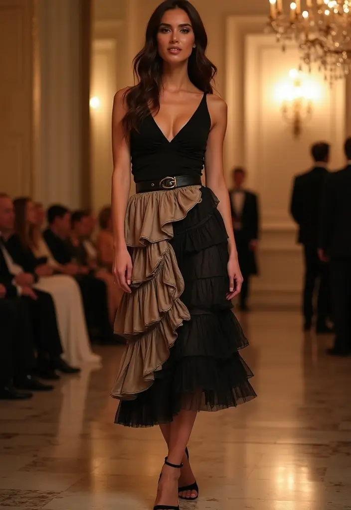 28 Chic YSL Heels Outfit To Copy Right Now - 10. Layered Midi Skirt