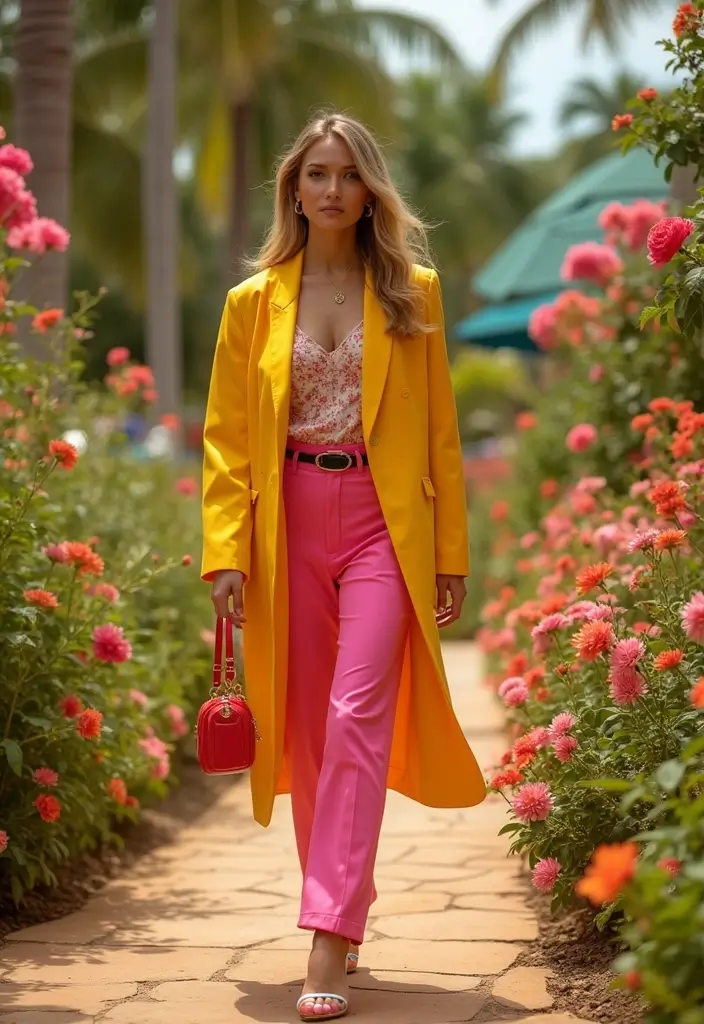 28 Chic YSL Heels Outfit To Copy Right Now - 16. Bright Color Combinations