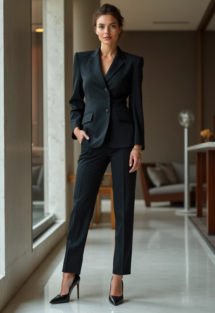 28 Chic YSL Heels Outfit To Copy Right Now - 3. Tailored Trousers & Blazer