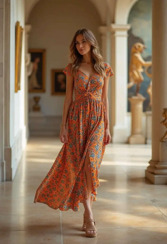 28 Museum Date Outfit Ideas That Feel Effortless - 27. Bold Patterns with a Printed Dress