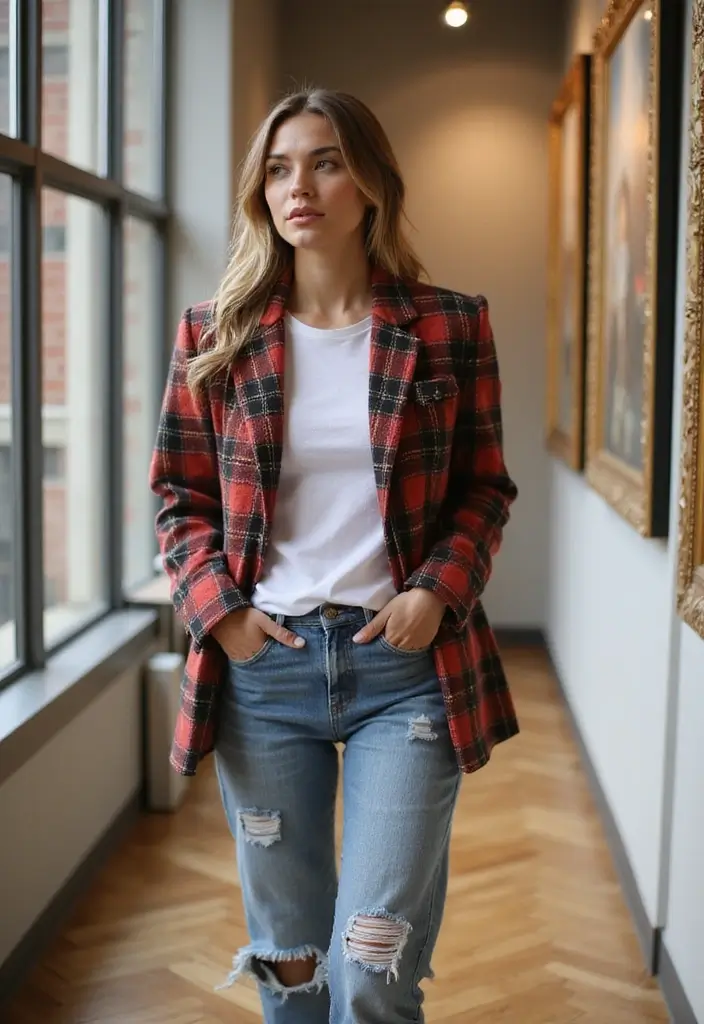 28 Museum Date Outfit Ideas That Feel Effortless - 6. Boyfriend Blazer with Jeans
