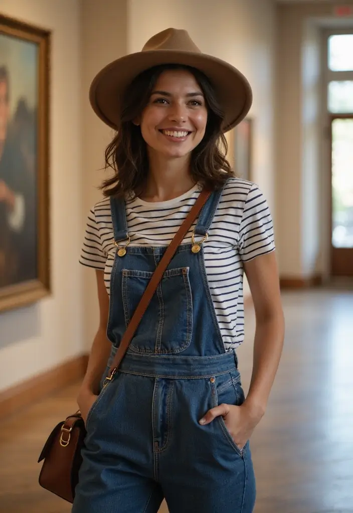 28 Museum Date Outfit Ideas That Feel Effortless - 9. Vintage Vibes with Overalls