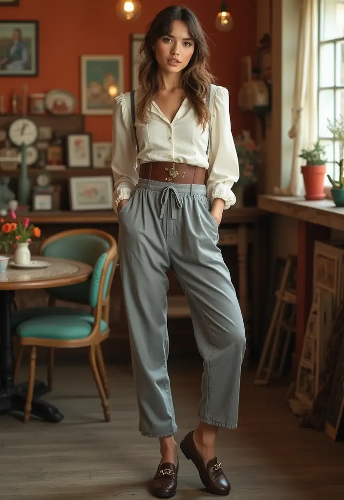 28 Stylish Pans Grises Outfit For Every Occasion - 19. Vintage Flair